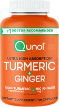 Qunol Turmeric and Ginger Capsules 1000mg Turmeric Supplement Ultra High Absorption to Support Joint Health #1 Doctor Recommended Form of Turmeric Curcumin 120 Count (Pack of 1)