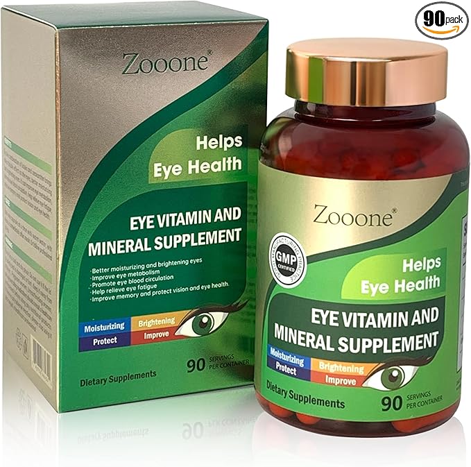 Zooone Lutein Eye Vitamins Supplement 90pcs Lutein &amp Zeaxanthin for Women Men to Against Macular &amp Dry Eye Multivitamin for Vision &amp Ocular Health with Zinc VC VE