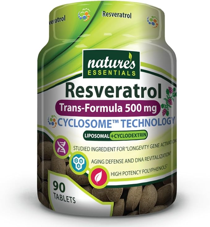 Nature's Essentials Resveratrol 500mg | Full Spectrum Trans-Resveratrol | Advanced Cyclosome Liposomal Delivery | Non-GMO Gluten Free Vegetarian | 90 Tablets