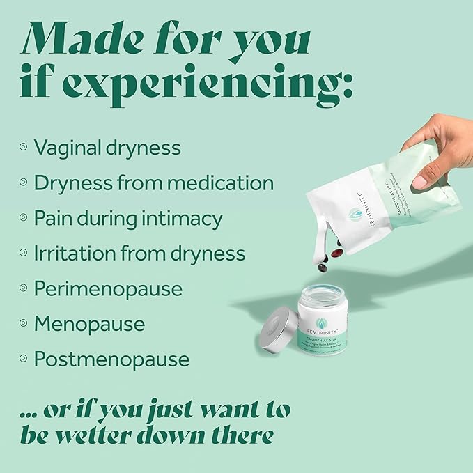 Femininity Smooth as Silk 30-Day Refill for Vaginal Dryness (60 Softgels) – Sea Buckthorn Oil with 365mg Omega 7 + Omega 3 and Omega 9