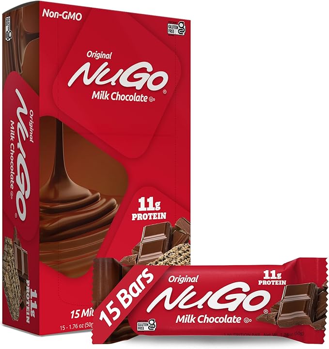 NuGo Protein Bar Chocolate 11g Protein Gluten Free 15 Count