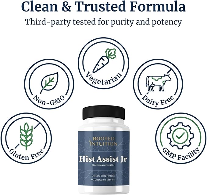 Hist Assist Jr – Kids Chewable Seasonal Support with Quercetin NAC Bromelain &amp Vitamin C | Tasty Berry Flavor | Non-GMO Gluten Free | 60 Chewable Tablets