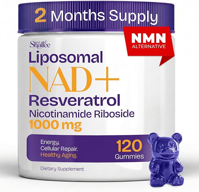 NAD Supplements for Women with Resveratrol 1000mg Liposomal Nicotinamide Riboside with Quercetin NMN Supplement Alternative Supports Cellular Energy &amp Repair 120 NAD Gummies for Brain Boost
