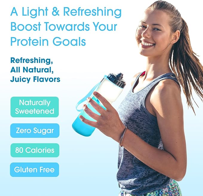 Fit &amp Lean Clear Protein Powder with Whey Isolate Protein and Collagen Grass Fed Muscle Recovery Skin Joints GLP-1 Support 0g Sugar Blue Raspberry 20 Servings