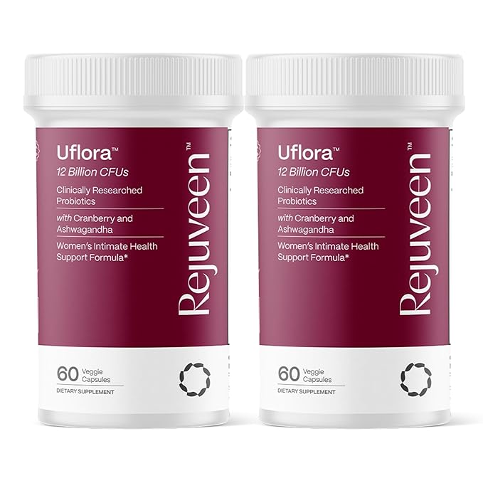 Uflora Vaginal Probiotics | Supports Vaginal Health Moisture &amp Yeast | Enhances Intimate Wellness | Clinically Proven Dosages | Probiotics Cranberry Ashwagandha | 60 Ct (2 Pack)