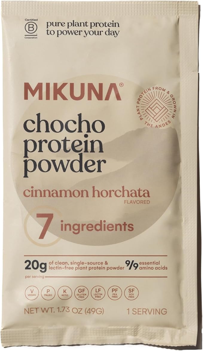 Mikuna Chocho Superfood Protein Plant-Based Protein Powder - Vegan Gluten Free 3g Net Carbs or Less and Bioavailable Non-Isolate (8 Servings Cinnamon Horchata)