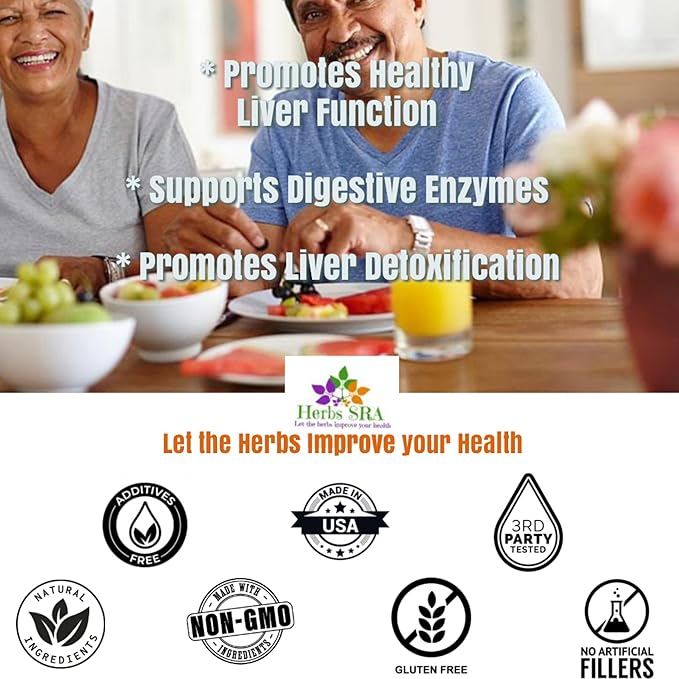 Herbs SRA LiverDetox+ Liver Support Supplement with Milk Thistle Dandelion Turmeric &amp Artichoke Supports Liver Health and Daily Wellness 120 Vegetarian Capsules