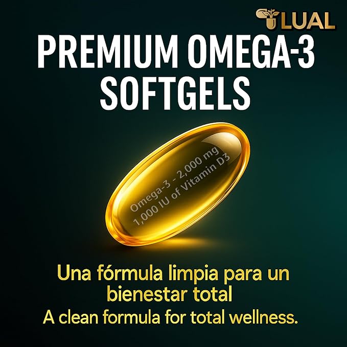 Omega-3 from Fish Oil 2000 mg for Eye Brain Bone &amp Heart Health Dietary Supplement Softgels 120 Count (120 Count)