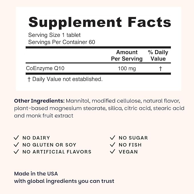EZ Melts Coq10 - Antioxidant Supplement for Heart Immune &amp Energy Support - No Artificial Flavors - Non-GMO &amp Vegan - Tangy Orange - 60 Dissolvable Tablets (60 Servings)