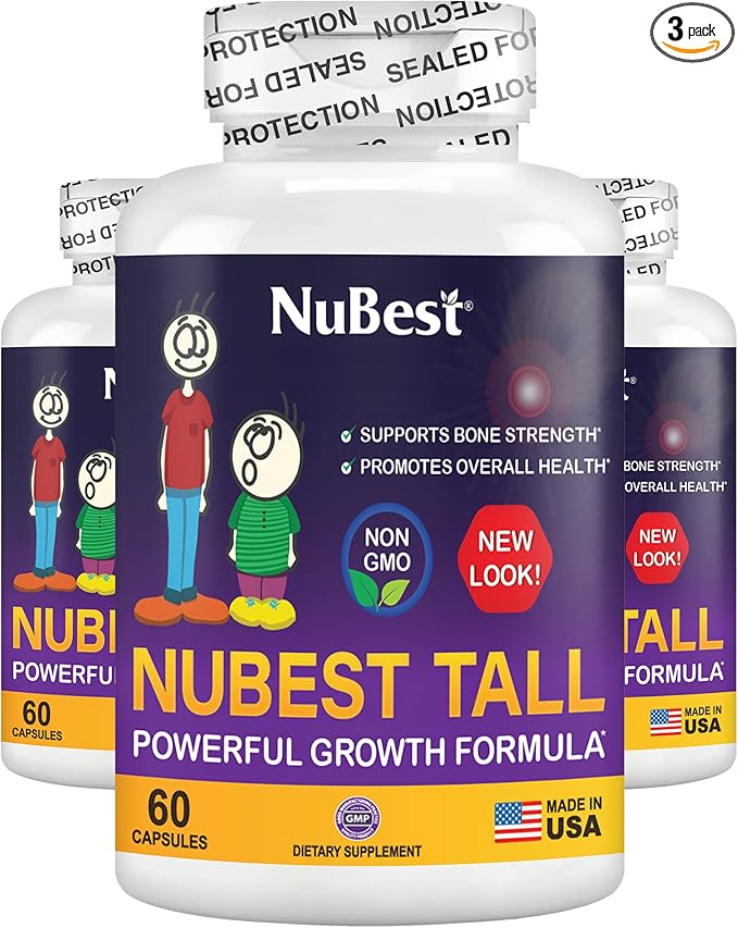 NuBest Tall | Support Bone Strength Bone Health Enhanced Immune and Whole Body Wellness with Calcium Collagen and Herbs for Ages 5+ &amp Teens | Pack 3 | 3 Months Supply