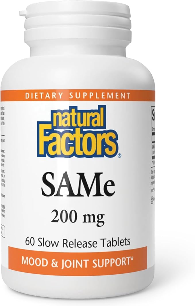 Natural Factors SAMe 200 mg Helps Elevate Mood and Improve Joint Health 60 tablets (60 servings)