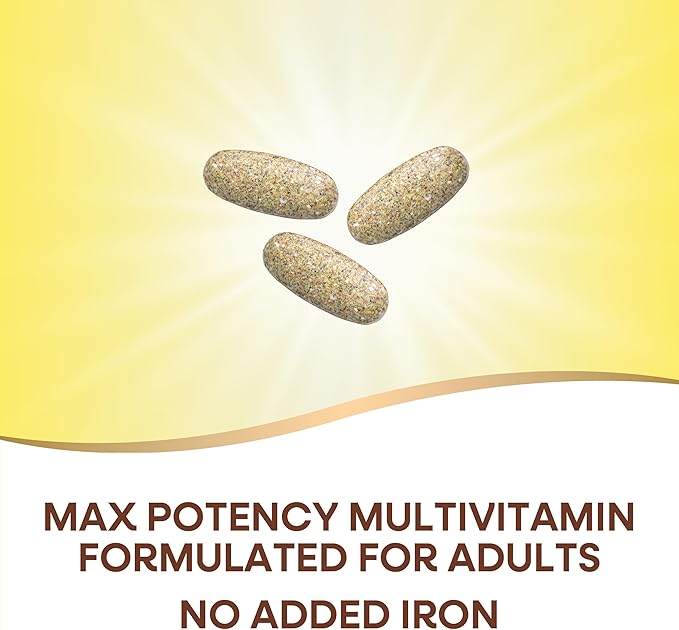 Nature's Way Alive! Max3 Potency Adult Complete Multivitamin High Potency B-Vitamins to Support Cellular Energy Metabolism* Multivitamin with Methylated B12 &amp Folate No Added Iron 90 Tablets