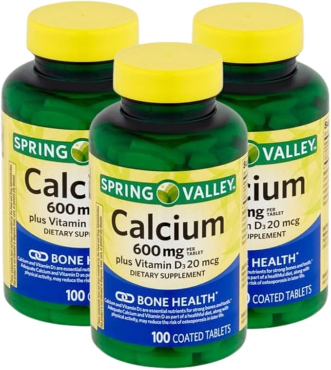 Calcium 600mg with Vitamin D3 – 100 Tablets Calcium and 800 IU Vitamin D per Tablet Gluten &amp Lactose Free Daily Calcium Supplement for Women and Men (Pack of 3)