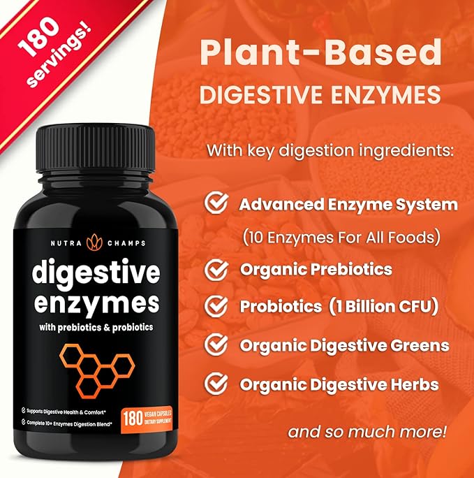NutraChamps Magnesium Zinc &amp Vitamin D3 Capsules and Digestive Enzymes Capsules 2 Pack Bundle