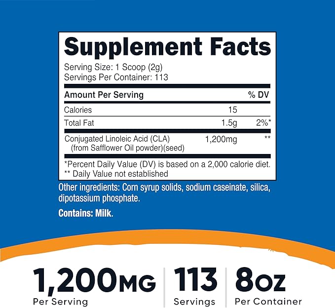 Nutricost CLA (Conjugated Linoleic Acid) 8oz (227g) Powder - Gluten Free GMO Free CLA Supplement