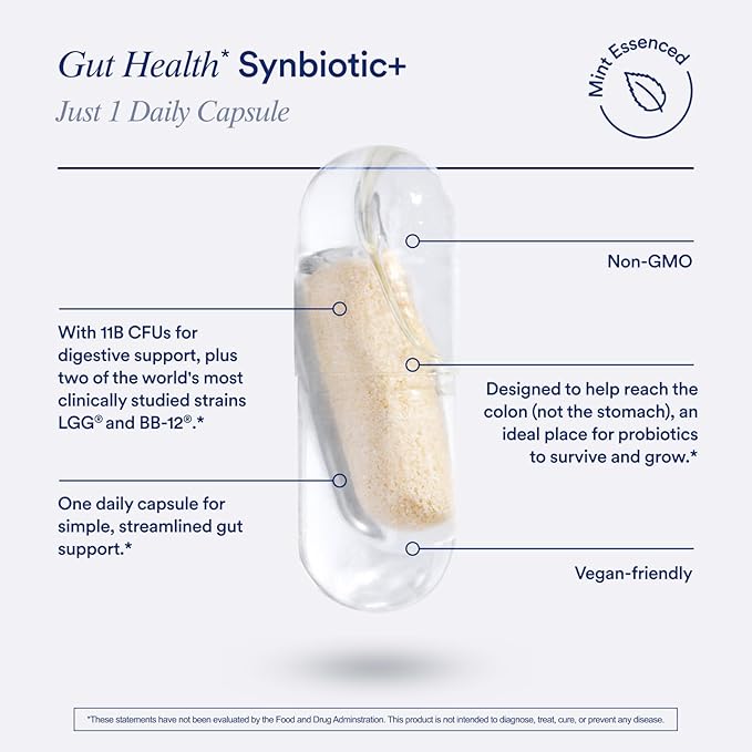Ritual Synbiotic+ Probiotic Prebiotic Postbiotic 3-in-1 Supplement for Gut Health and Digestive Support Regularity Bloat Immune* Vegan Delayed-Released Daily Capsule Women and Men 30 Day