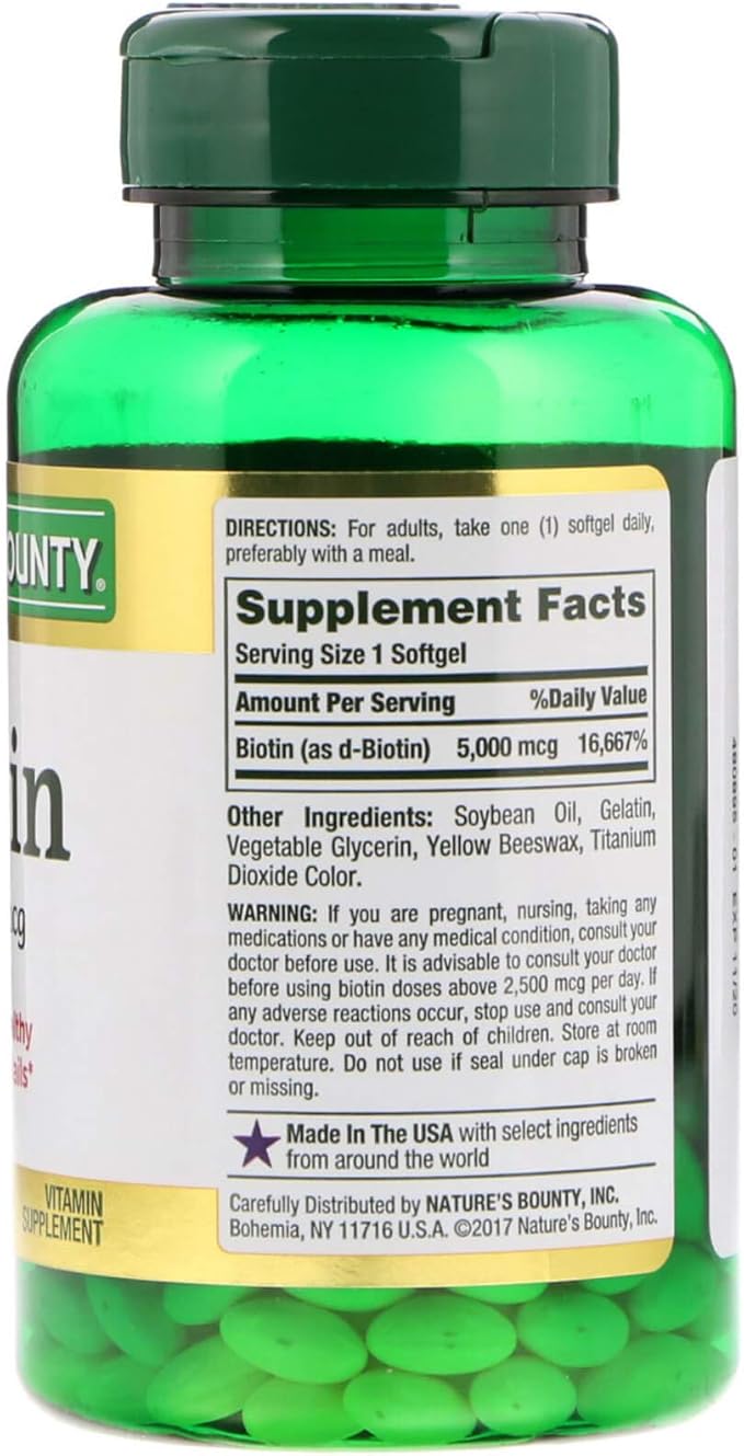 Set of 2 Nature's Bounty® Biotin 5000 mcg 150 Softgels