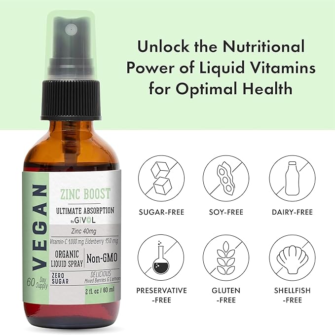 Iron Supplement - 18mg Bisglycinate Complex with Vitamin C &amp B12 for Energy &amp Immunity Boost and Organic ZINC Boost Mist 40mg (Extra Strength) - Sugar Free with VIT C and Elderberry Extract