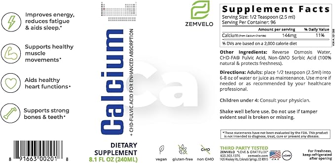 Liquid Ionic Calcium Supplement | Women's Health | Fast Absorption | Easy to Digest | Bone &amp Teeth Support