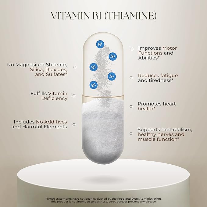 Dr. Clark Vitamin B1 Thiamine 400mg Supplement -Thiamine B1 Supplement for Healthy Nervous System &amp Energy Metabolism Gluten-Free Dairy Free - 100 Gelatin Capsules