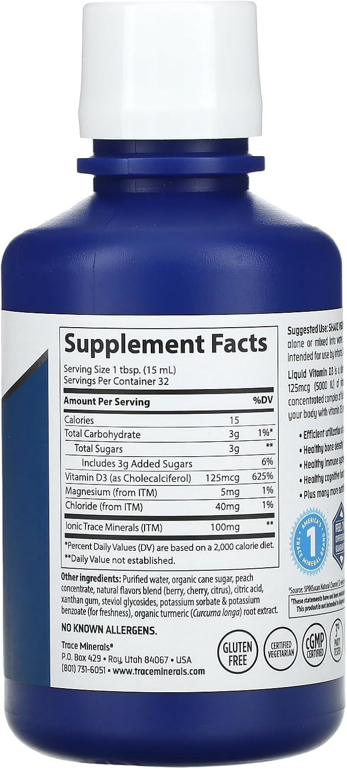 Trace Minerals Research Liquid Vitamin D3 with ConcenTrace Tropical Cherry - 5000 IU - 16 fl oz