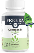 FREEDA One Daily Multivitamin Without Iron – Quintabs-M Iron-Free – Kosher Balanced Multivitamin Supplements for Adults Men &amp Women's Health Complete Multivitamins (100 Capsules)