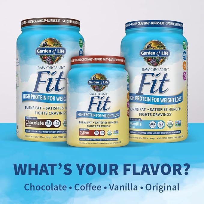 Garden of Life Raw Organic Fit Original Flavor Vegan Protein Powder – 28g Plant Based Powder for Weight Management Raw Protein Probiotics &amp Fiber Non-GMO Gluten-Free Vegan 10 Servings