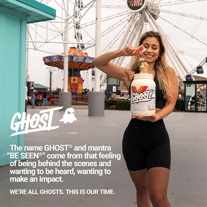 GHOST Vegan Protein Powder Banana Pancake Batter - 2lb 20g of Protein - Plant-Based Pea &amp Organic Pumpkin Protein - ­Post Workout &amp Nutrition Shakes Smoothies &amp Baking - Soy &amp Glut