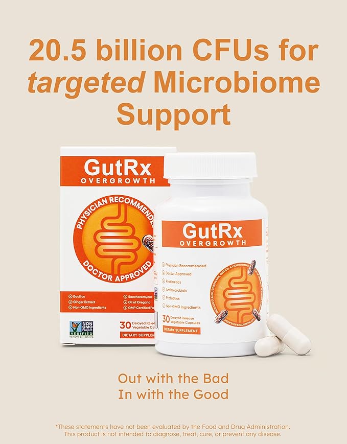 Overgrowth Probiotics for Women and Men with Saccharomyces Boulardii Lactobacillus Reuteri &amp Bifidobacterium for Supporting Gut Health &amp Digestive Health Gluten Free 30 Capsules