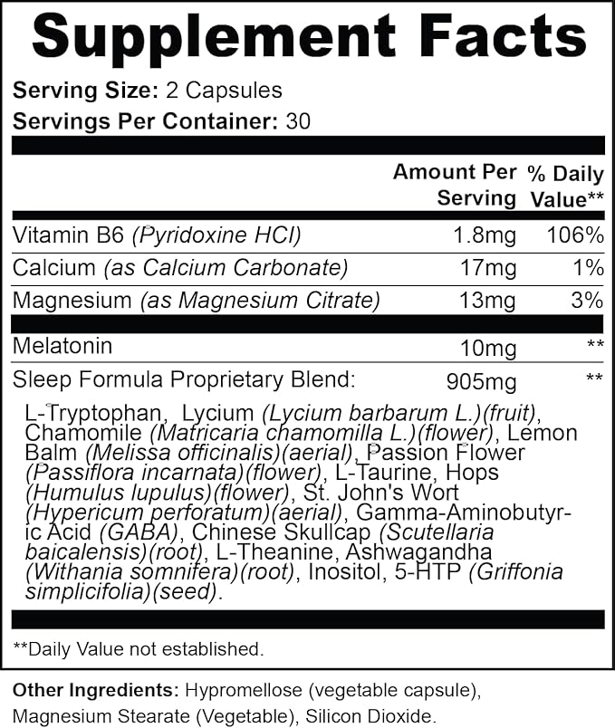 Deep Sleep Formula 60 Capsules All Natural Ingredients Improves Your Sleep Quality in A Natural Way Deep and REM Sleep
