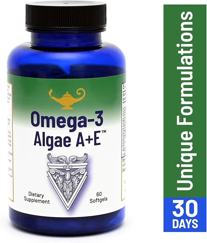 RnA ReSet Omega-3 Algae A+E – Plant-Based DHA &amp EPA with Vitamins A and E Fish Oil Alternative (60 Softgels) NSF Contents Certified Cardiovascular Health Joint Support Brain Health