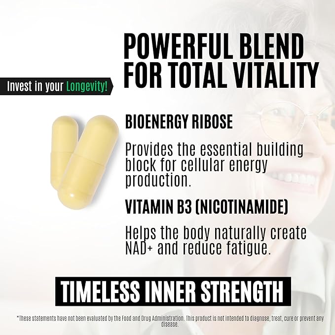 DoSe by VH NAD+ Generator – NAD Supplement with RiaGev-WS Vitamin B3 &amp Vitamin C – Supports NAD+ Levels Cellular Energy Metabolism &amp Healthy Ageing – Vegan Capsules (30 Capsules)