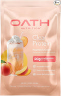 Oath Nutrition Clear Whey Isolate Protein Powder Peaches &amp Cream 20g Complete Protein per Serving No Added Sugar Grass-Fed Single Serving (6 Count)