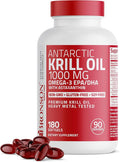 Bronson Antarctic Krill Oil 1000 mg with Omega-3s EPA DHA Astaxanthin and Phospholipids 180 Softgels