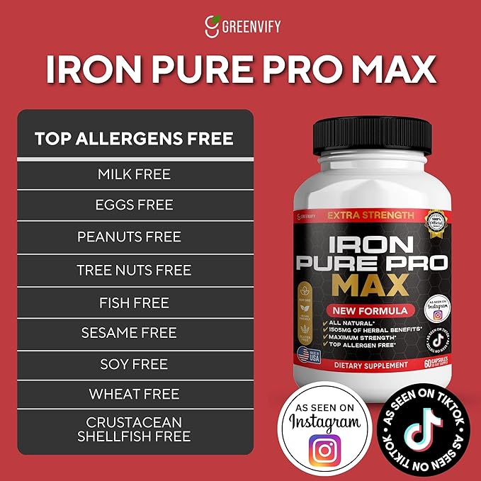 Iron Pure Pro Max Dietary Supplement Organic Maca Root Blend 60 Capsules 30-Day Supply (3)