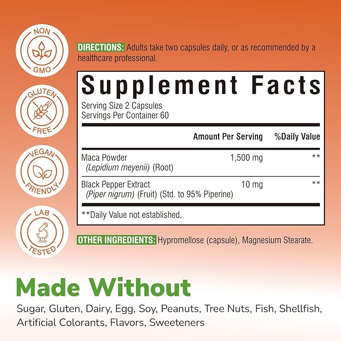 10 in 1 Magnesium Complex 420mg 240 Vegan Capsules and Maca Root Capsules 1500mg 120 Capsules Bundle Non-GMO