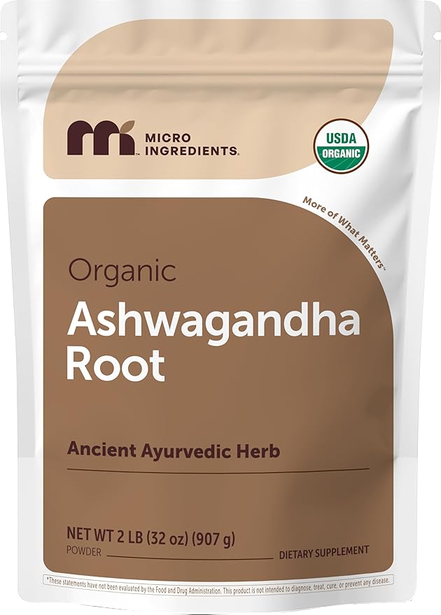 Micro Ingredients Organic Ashwagandha Root Powder 2 lb | 453 Servings | Pure Withania Somnifera Root | Ancient Ayurvedic Herb