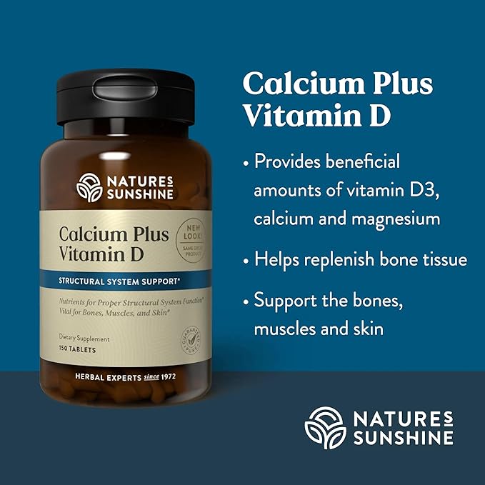 Nature's Sunshine Calcium Plus Vitamin D 150 Tablets Kosher | Powerful Vitamin Supplement for Adults Containing Vitamin D3 Calcium and Magnesium