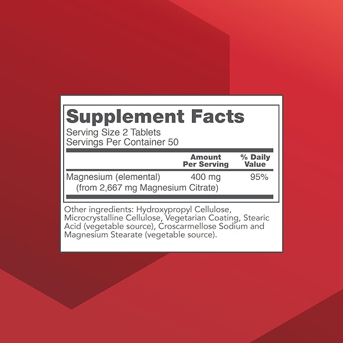 Protocol for Life Balance Magnesium Citrate 400mg - Support Heart Health &amp Bone Formation - Bioavailable Dietary Supplement - Vegan Kosher &amp Halal - 100 Tabs