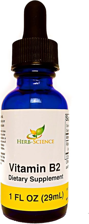 Vitamin B2 Supplement - Riboflavin Drops Liquid Extract - for Headache Relief Natural Energy - Support for Hair Skin Nail HealthCollagen Production - Non-Alcoholic - 1 Fl.oz.
