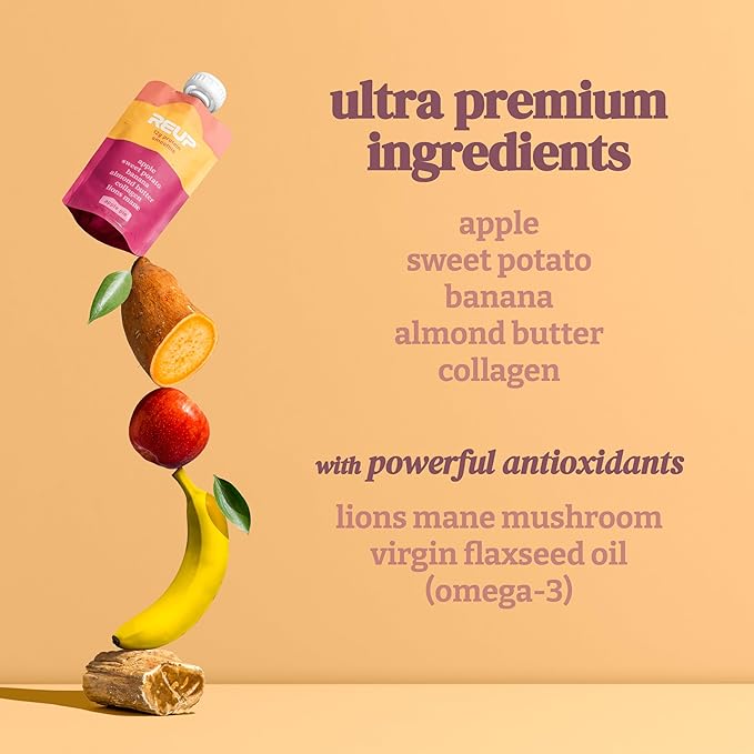 Reup Collagen Protein Smoothie - 12g Protein 10g Collagen Dairy Free Ready to Drink - High Protein Snacks for Adults Dairy Free Protein Shakes Protein Pouches Adult Smoothie Pouches - 8 Count