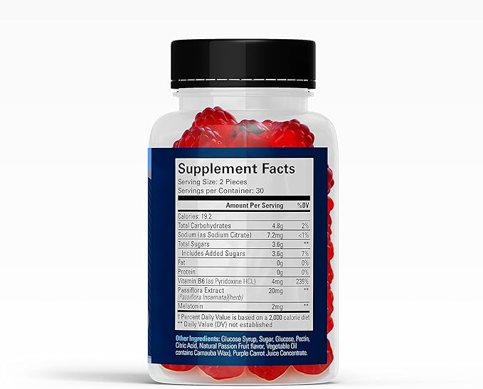 Sleep Gummies - Advanced Natural Formula with L Theanine Passionflower Chamomile and Lemon Balm - Made in The USA Passion Fruit Flavor 60ct