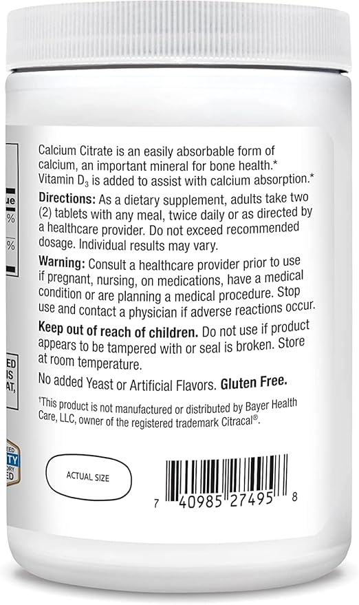 21st Century Calcium Citrate + Vitamin D Caplets - 400 ct Pack of 6