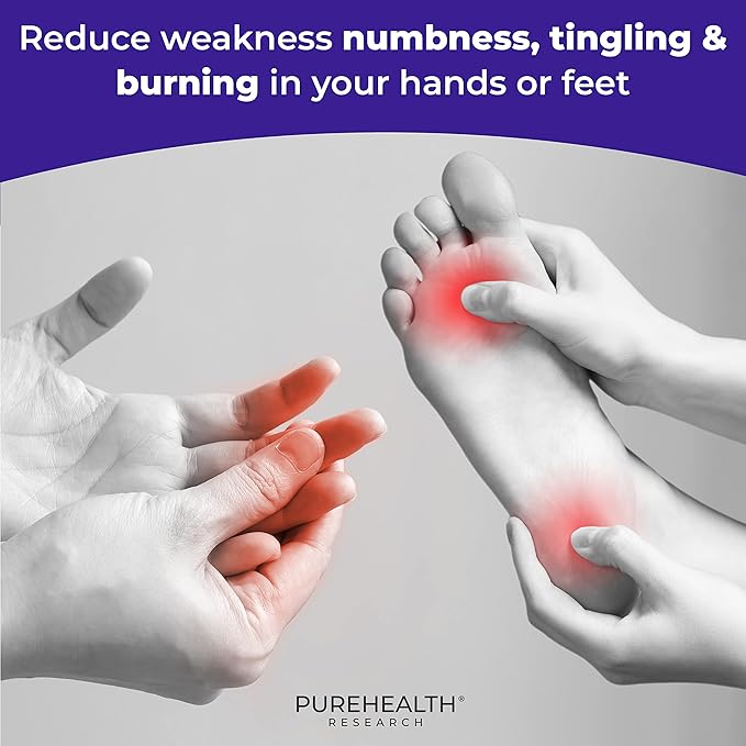PUREHEALTH RESEARCH Nerve Regen Formula - Nerve Renew for Numbness Tingling and Burning with R Alpha Lipoic Acid Benfotiamine 300mg &amp Passion Flower Extract - Ala Nerve Support Supplement 3 Bot