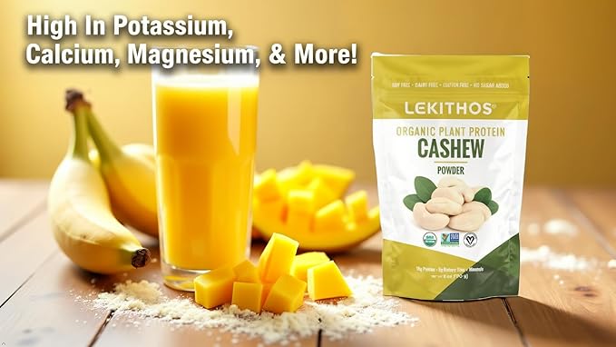 Organic Cashew Protein Powder Single Ingredient 10g Protein Per Serving High in Potassium Phosphorus Calcium! 6oz Plant-Based Vegan Non-GMO 6 Servings High Fiber No Added Sugar