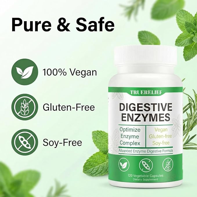 Digestive Enzyme Supplement containing Enzyme Blend - Supports Digestion of proteins carbohydrates fats and Dairy Products Brings Digestive Comfort - 60 Vegetarian Capsules (A Bottle of)