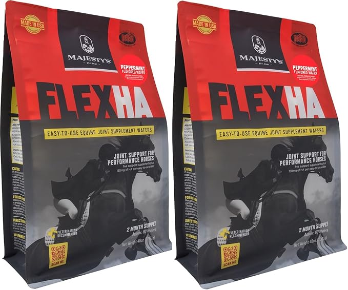 Majesty's Flex HA Wafers - Superior Performance Horse/Equine Joint Support Supplement - HA Vitamin C Yucca Glucosamine (Peppermint 2 Pack (120 Count Total))