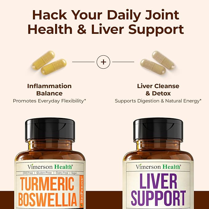 Boswellia Turmeric Curcumin Supplement + Liver Cleanse Detox &amp Repair Bundle – Supports Joint Health Energy &amp Healthy Digestion – with Ginger Turmeric Powder Milk Thistle Zinc &amp Artich