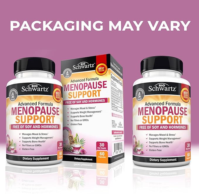 BioSchwartz Herbal Menopause Supplement with Black Cohosh (1 Month Supply) Plus Bone Strength Mineral Supplement with Calcium and Magnesium (1 Month Supply)
