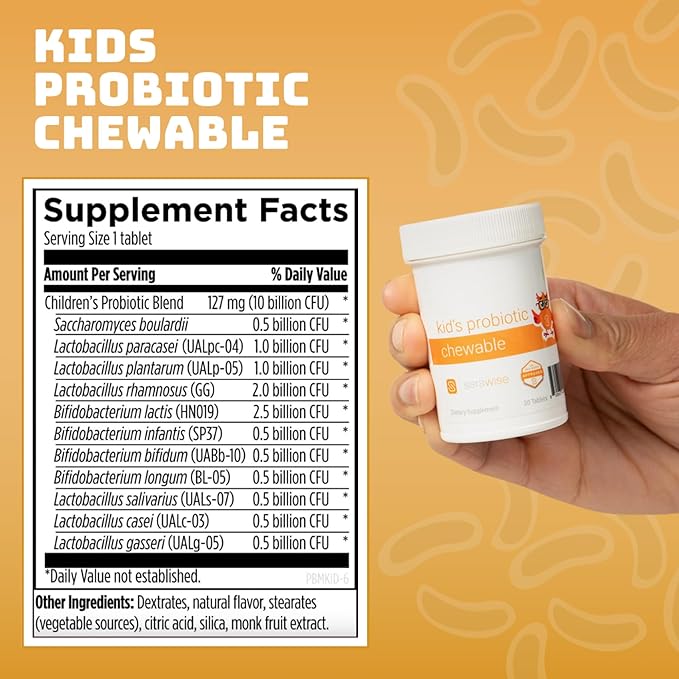 Kid’s Probiotic Chewable by Dr. Ana Maria Temple | Synergistic Probiotic Formula Offering 10 billion (CFUs) Per Dose | 11 Diverse Strains | Natural Mixed Berry Flavor 30 Chewable Tablets
